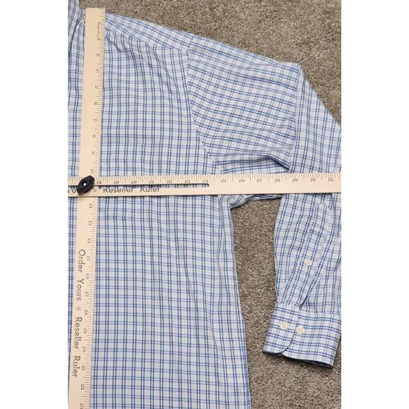 Mens Peter Millar Button Down Shirt Blue Checkered XL With Pocket - Picture 7 of 7